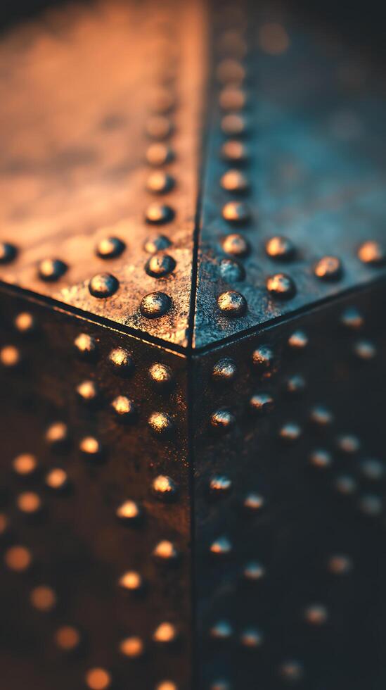 Close Up of Metal Corner with Rivets, Industrial Texture. photo