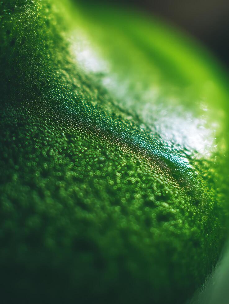 Abstract Green Texture Close Up of Dew Drops on a Lush Surface. photo