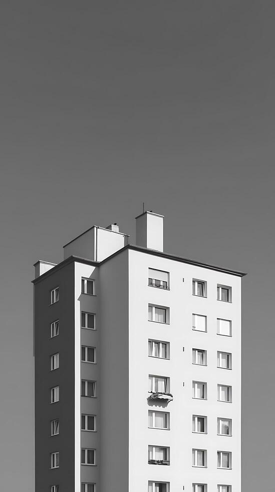 Modern Apartment Building in Monochrome, Architectural Photography. photo
