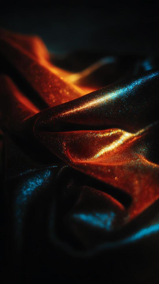 Abstract Draped Fabric with Glittering Texture and Warm Lighting. photo
