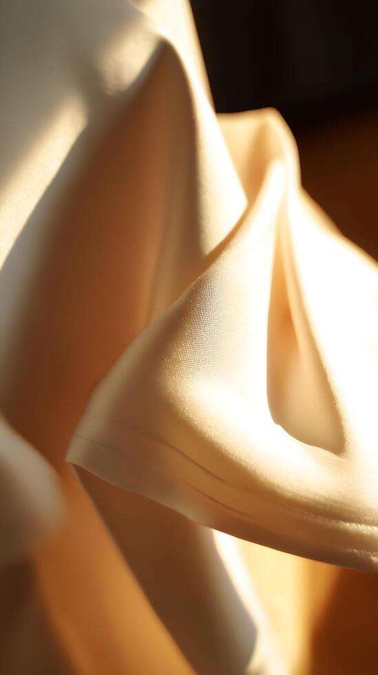Draped Fabric in Warm Golden Light Abstract Textured Background. photo