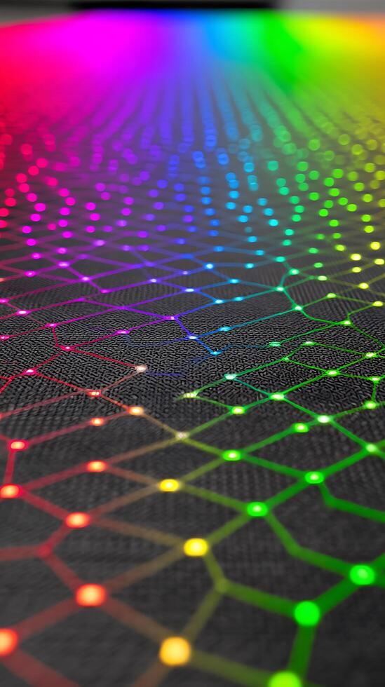 Abstract Colorful Grid of Lights Illuminated Network Design. photo