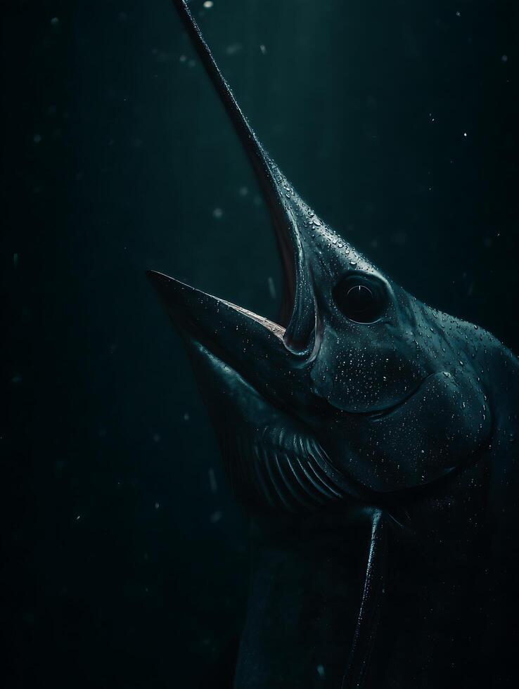 Dramatic Close Up of a Marlin's Head, Ocean Wildlife. photo