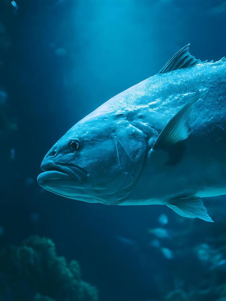 Majestic Ocean Fish Close Up, Underwater Scene. photo