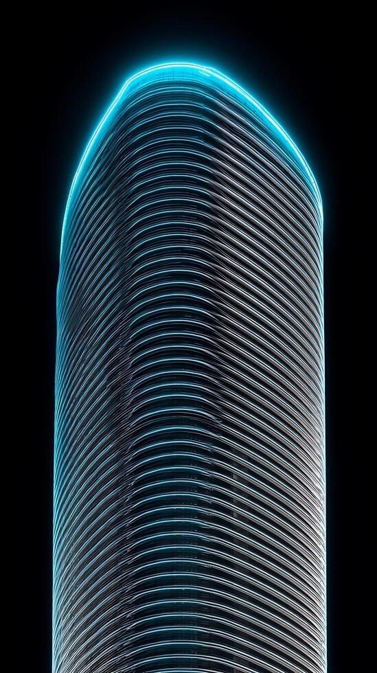 Illuminated Skyscraper at Night A Stunning Architectural Detail. photo