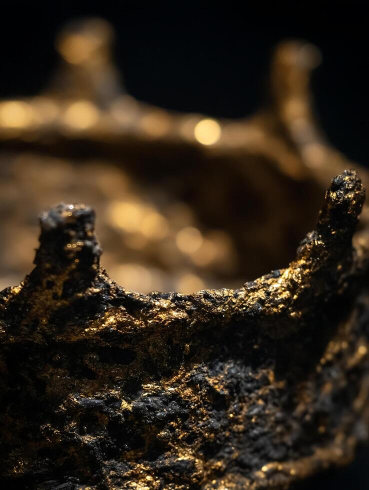 Close up of a Gilded Crown Texture and Detail in Gold and Black. photo
