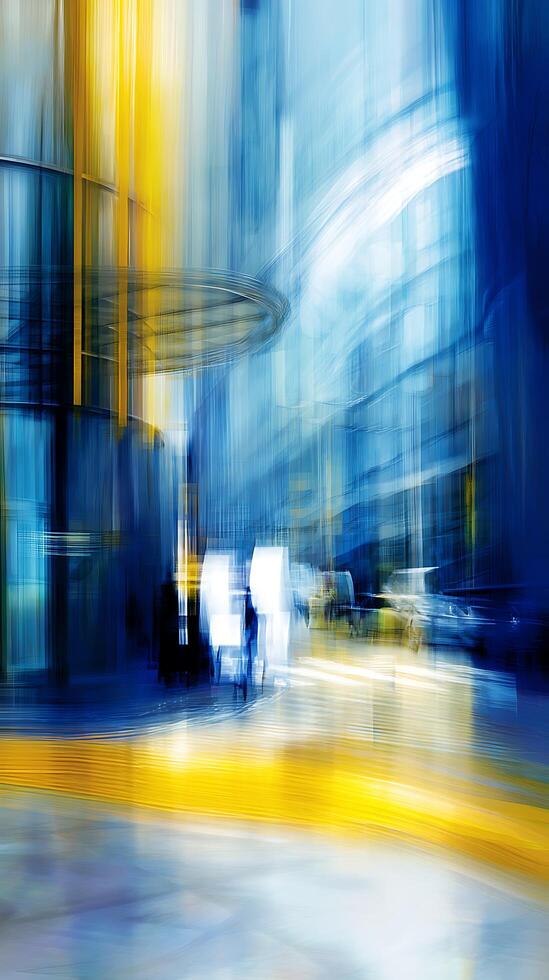 Abstract Cityscape Blurred Motion of Modern Architecture and Urban Life. photo