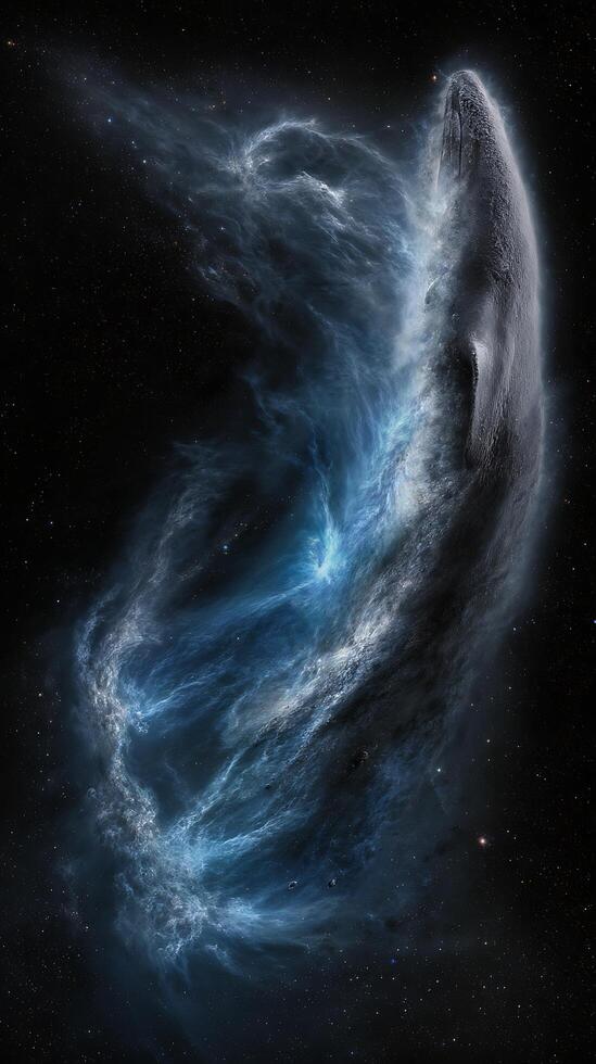 Celestial Whale A Mystical Creature Swirling in a Cosmic Nebula. photo