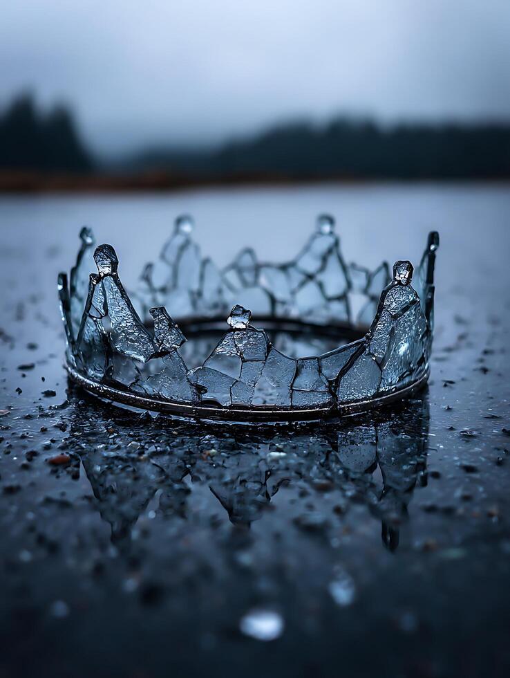 Shattered Crown A Fallen Monarchy Reflected in Still Water. photo