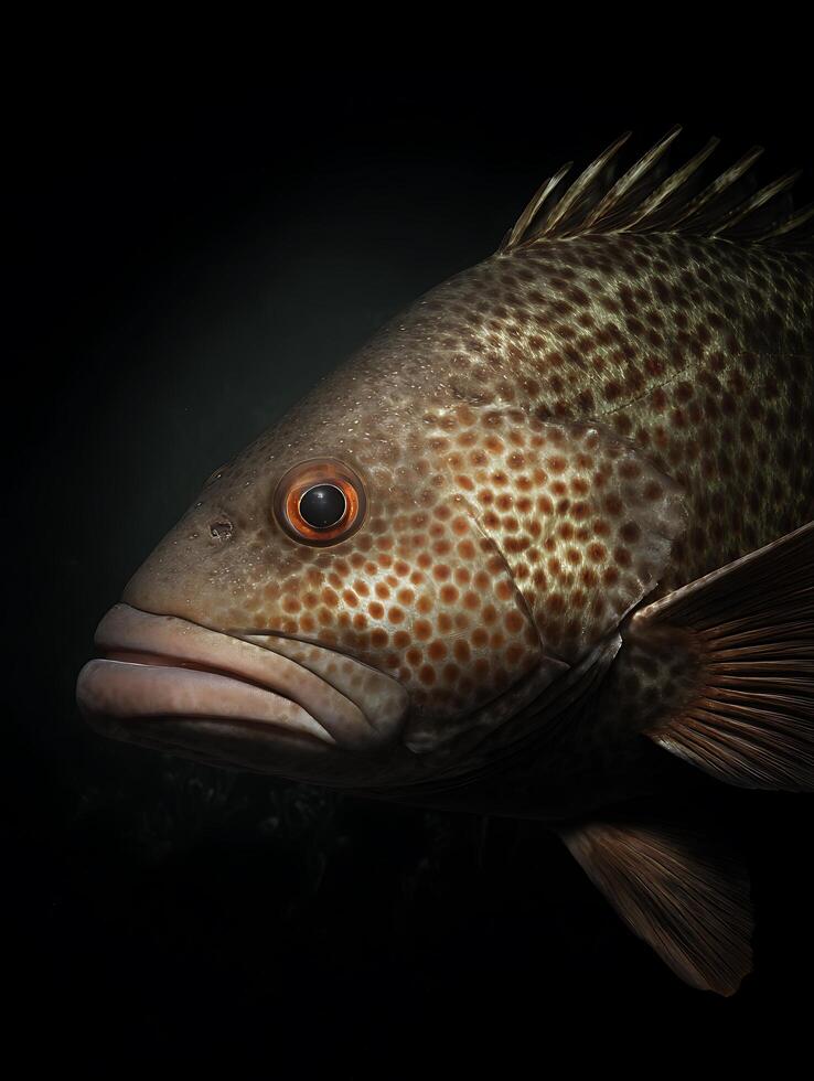Close up of a speckled grouper fish, underwater ocean life. photo