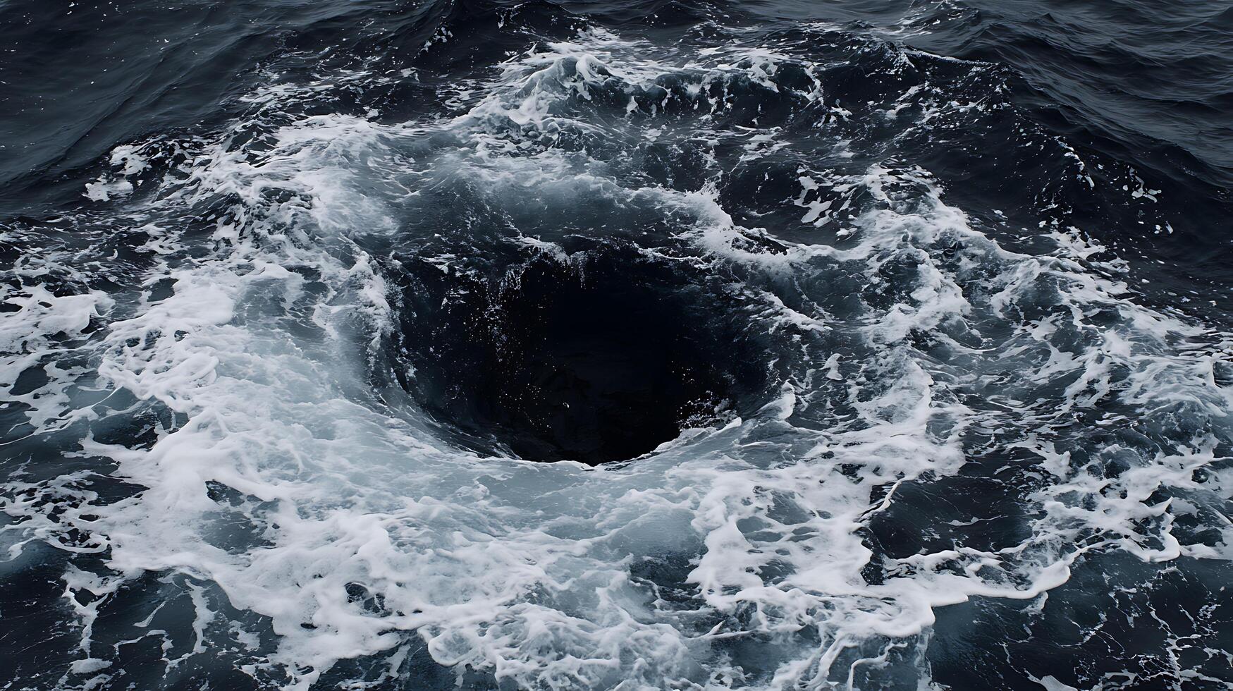 Ocean Vortex Close Up of Dark Water and White Waves. photo