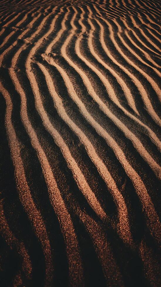 Abstract Sand Dune Texture Rippled Patterns in Sunset Light. photo