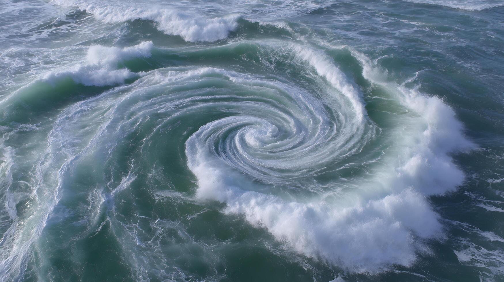 Aerial View of Ocean Waves Forming a Stunning Vortex. photo