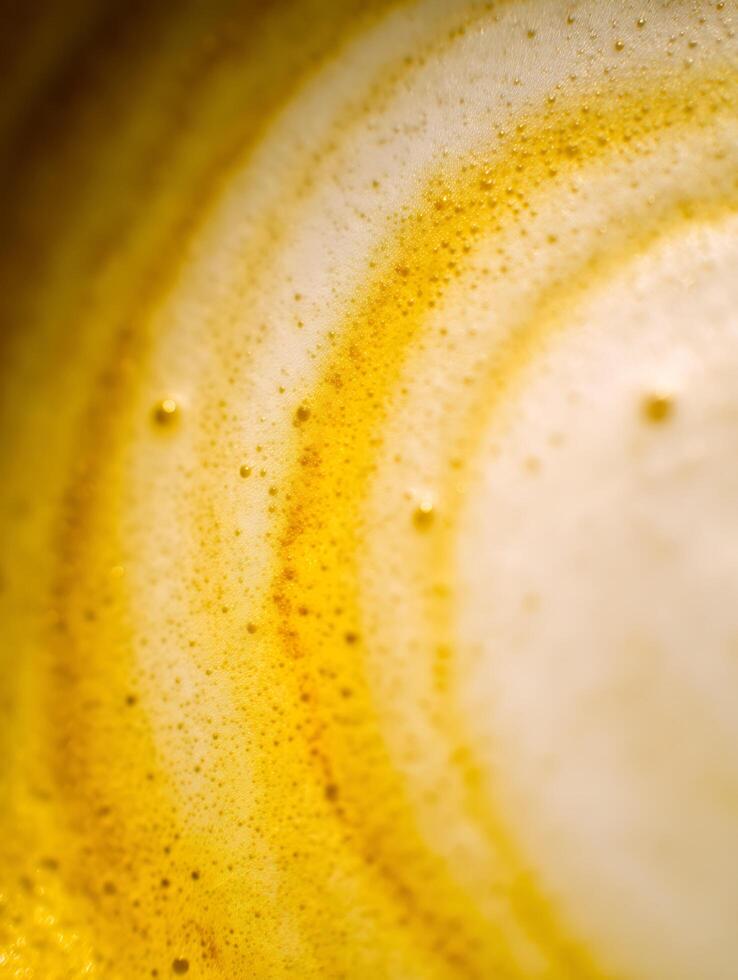 Close Up of Golden Latte Foam, Abstract Coffee Texture. photo