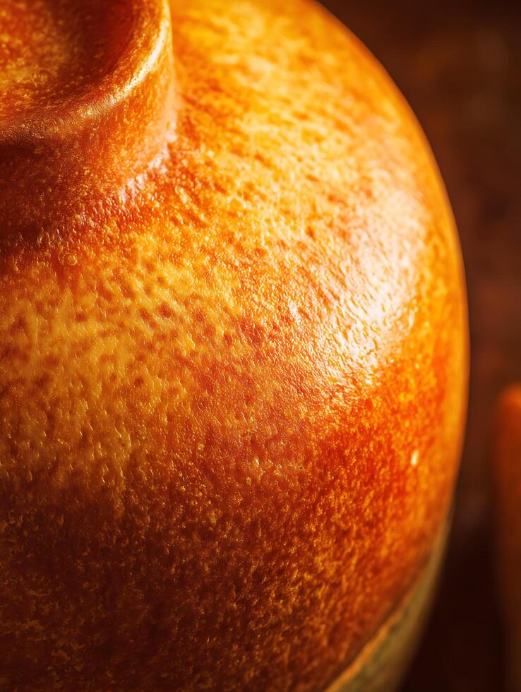 Close up of a Golden Brown Crusty Surface Texture. A detailed image perfect for backgrounds, textures, or food photography. photo