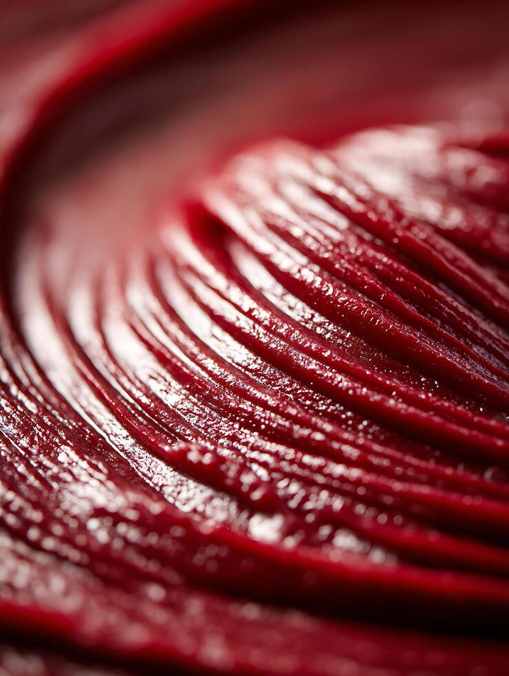 Close up of Swirled Red Beetroot Puree, Rich Texture and Color. photo