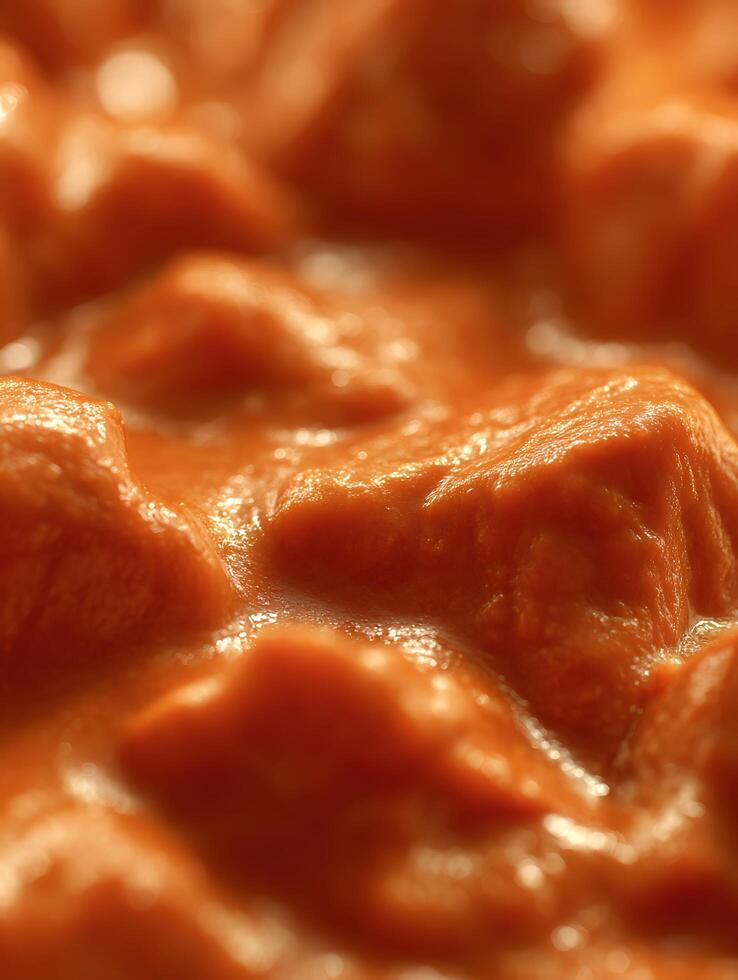 Close Up of Creamy Orange Sauce Texture, Culinary Background. photo