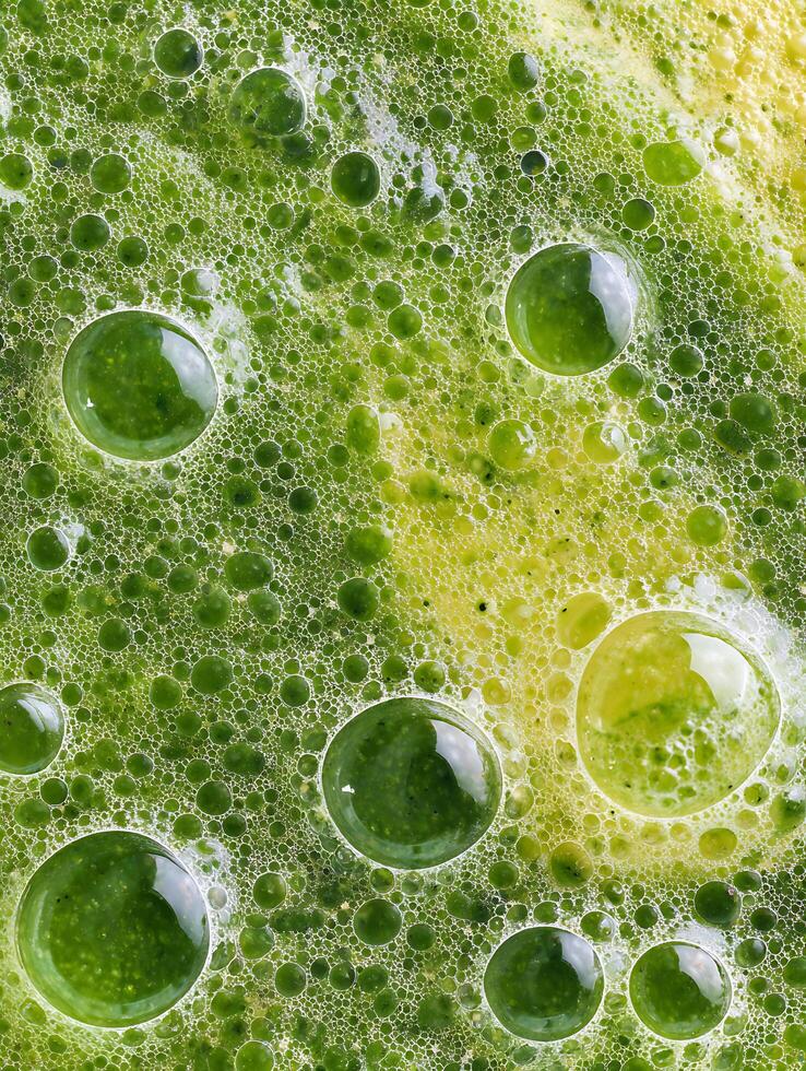 Abstract Green Bubbles Close Up of Organic Texture. photo