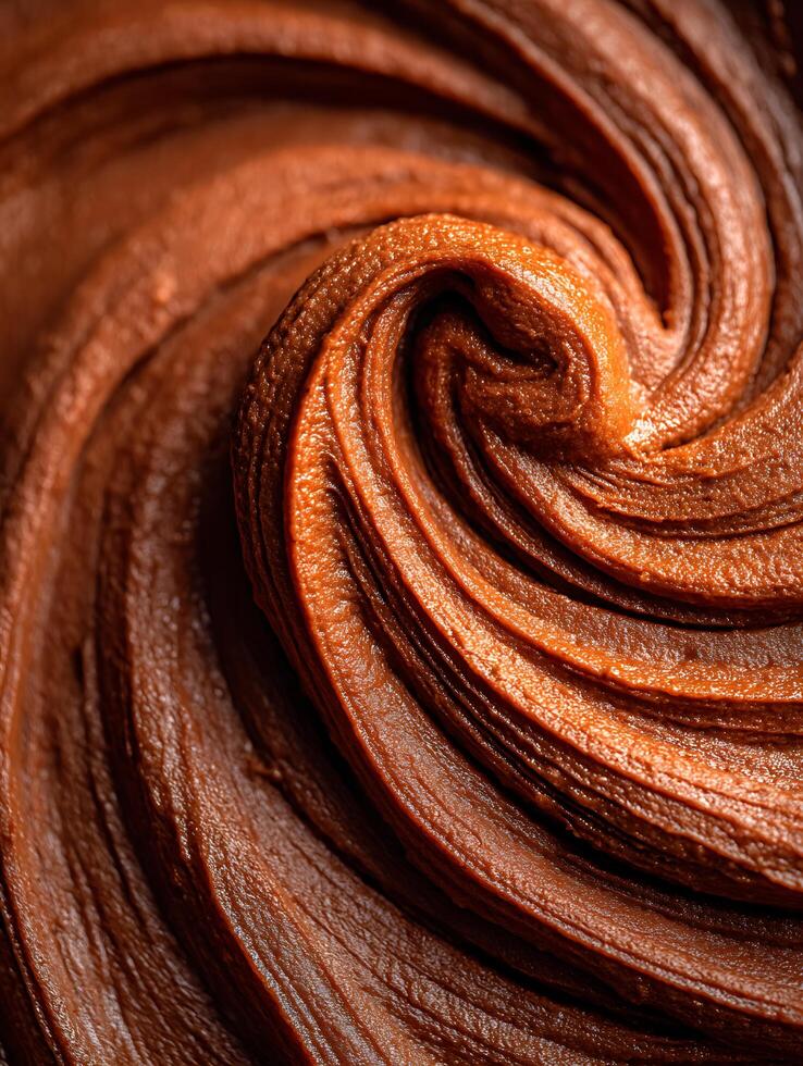 Swirled Chocolate Cream Close Up Rich, decadent texture. photo