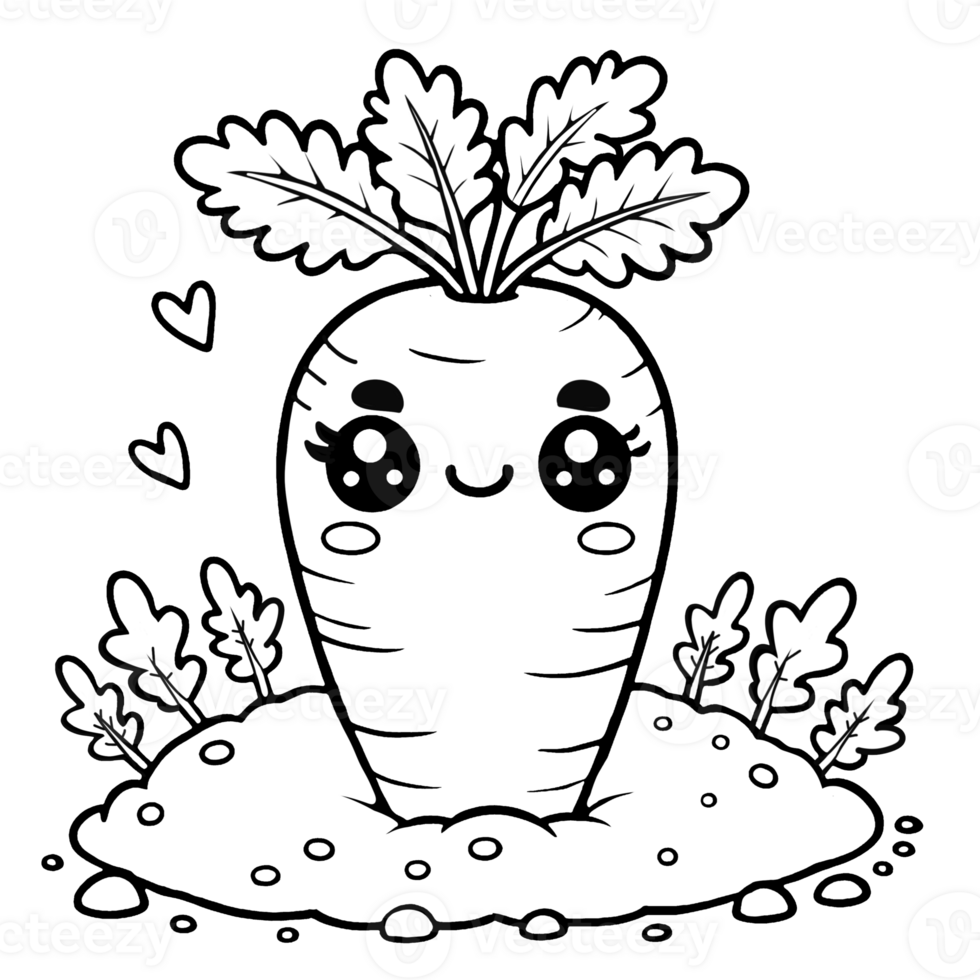 Kawaii carrot in garden png