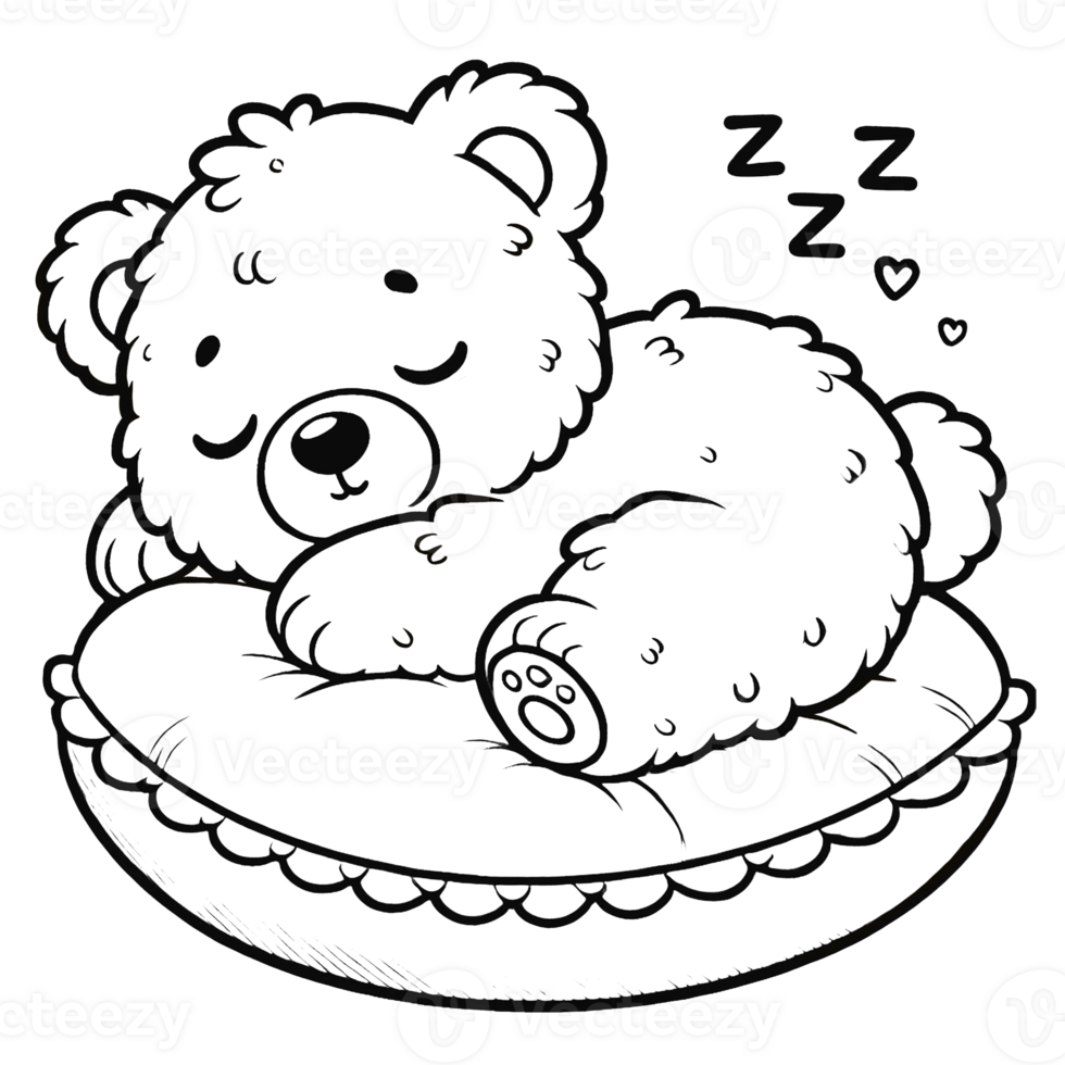 Comfy bear on bed png
