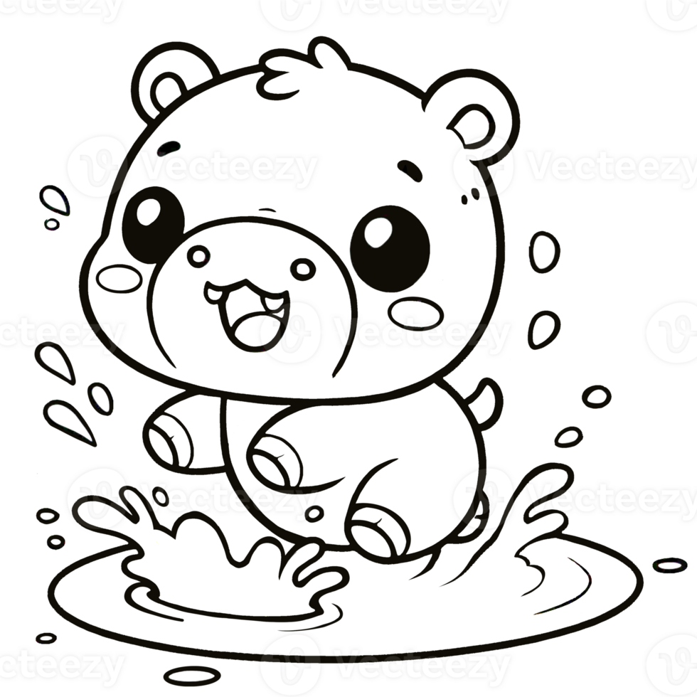 Cute hippo coloring png