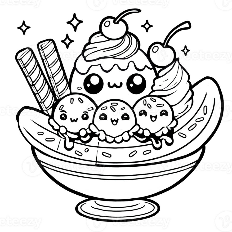 Adorable banana icescream png