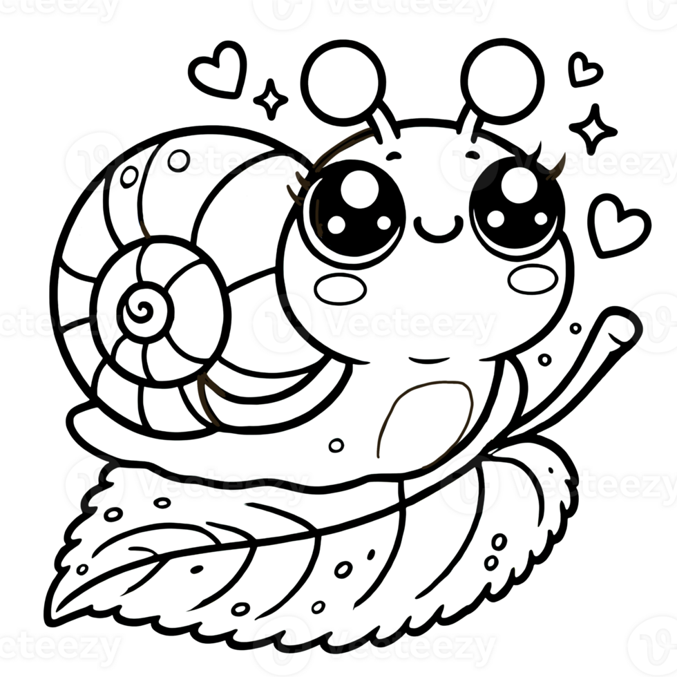 Kawaii snail in garden png