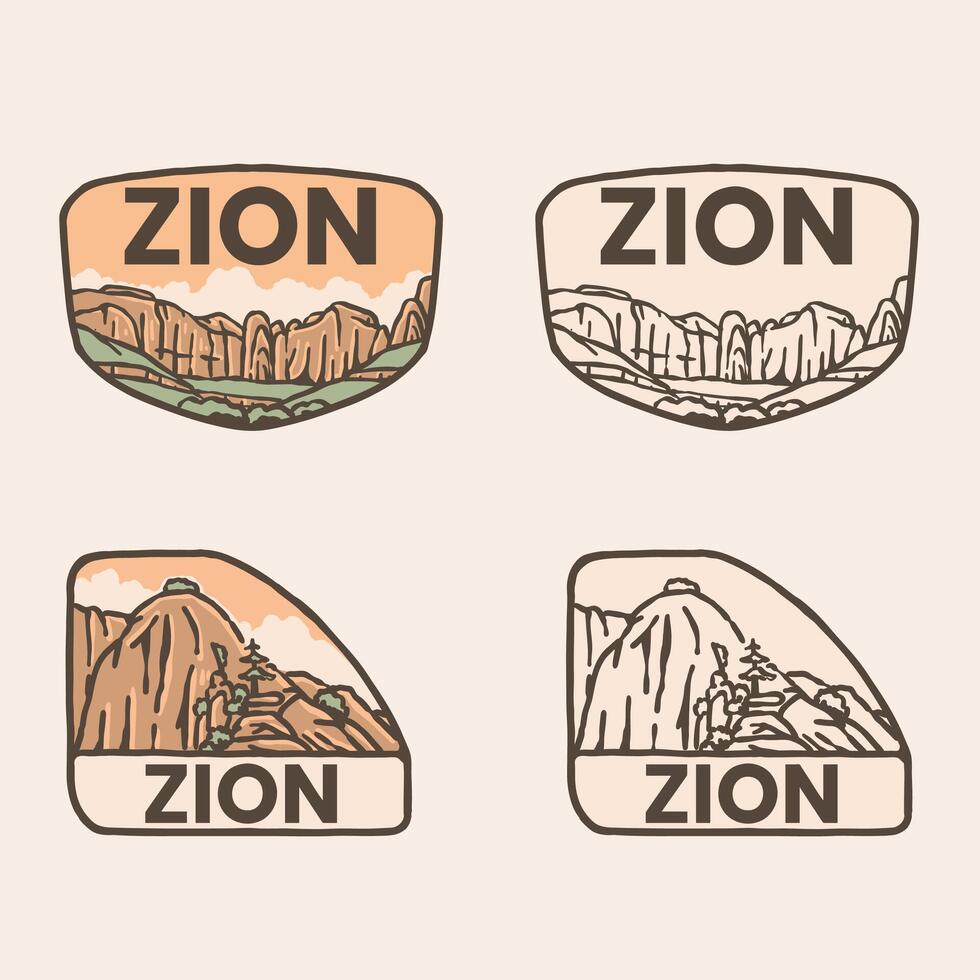 Zion National Park Badge Set - Vintage Emblems vector