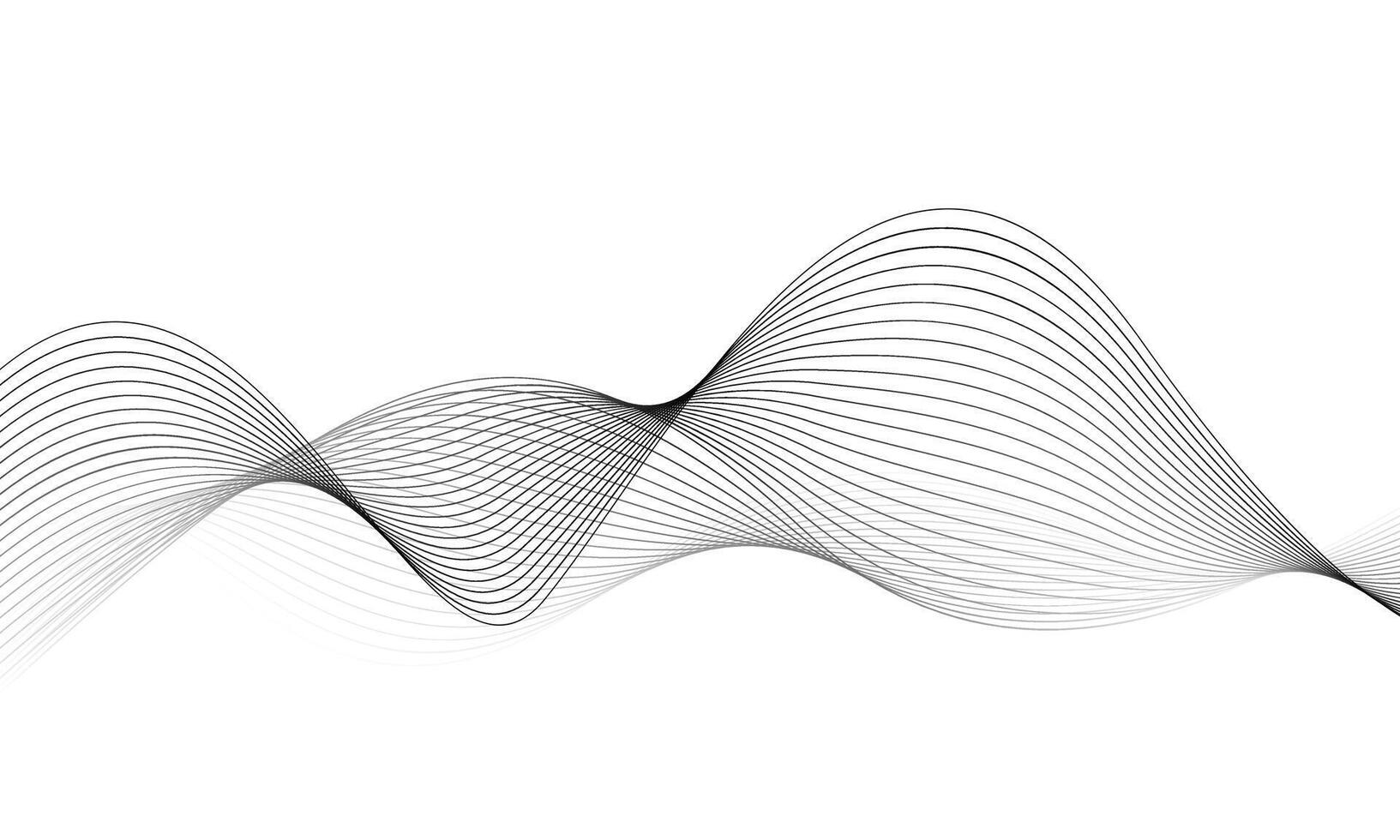 Minimal Curve Line Background. Abstract Black Flow Wave Lines on White Background vector