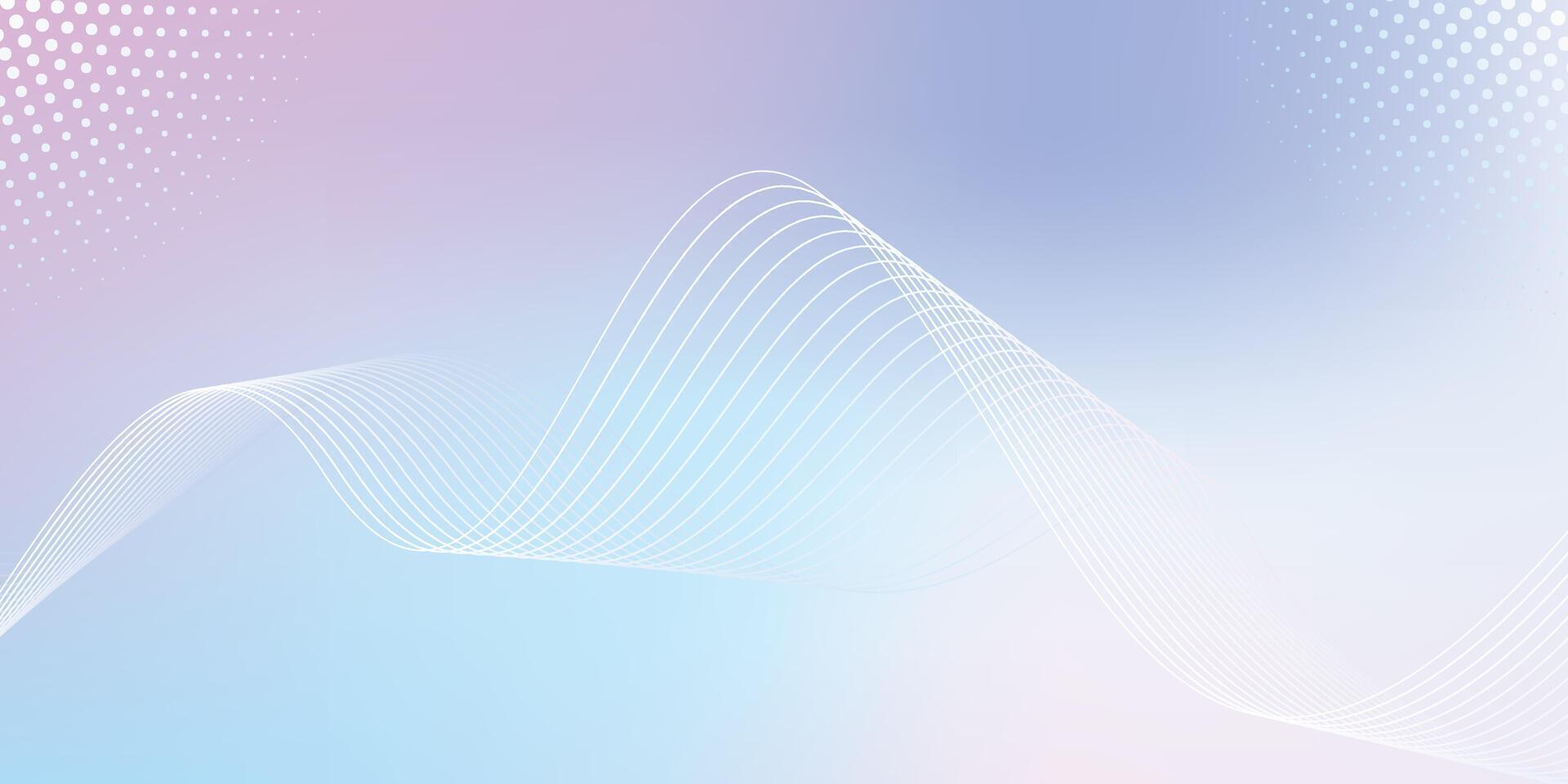 Futuristic Soft Purple and Blue Gradient Abstract background with Curved Lines and Dot Pattern vector