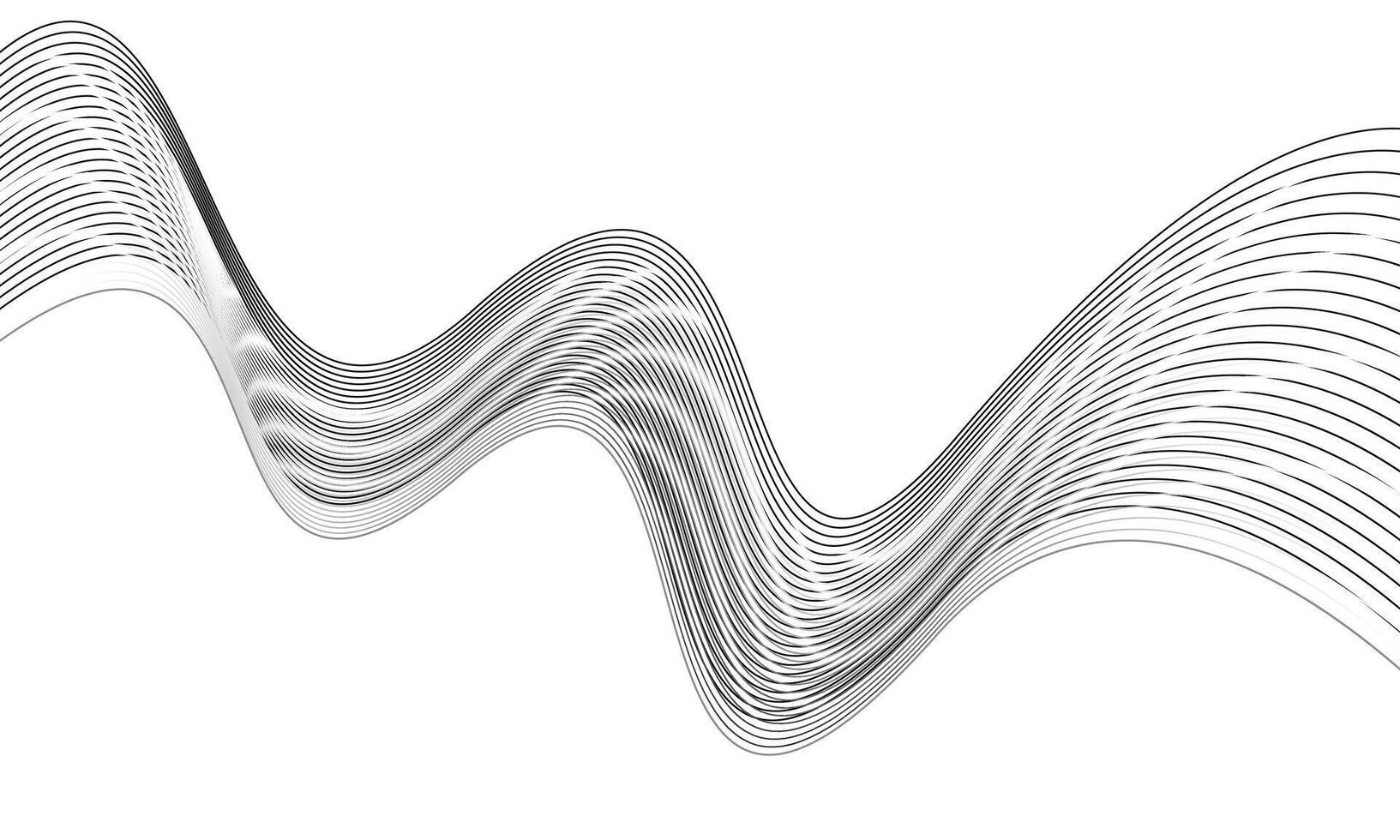 Minimal Waves Line Background. Abstract Black Flow Lines on White vector