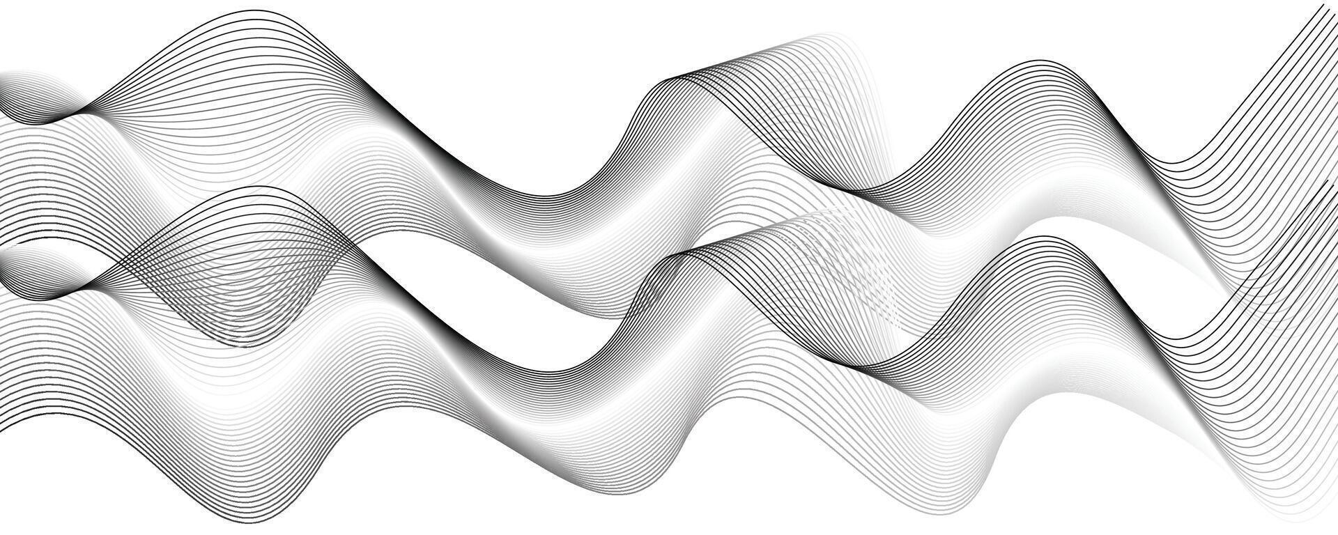 Minimal Curve Line Background. Abstract Black Flow Lines on White vector