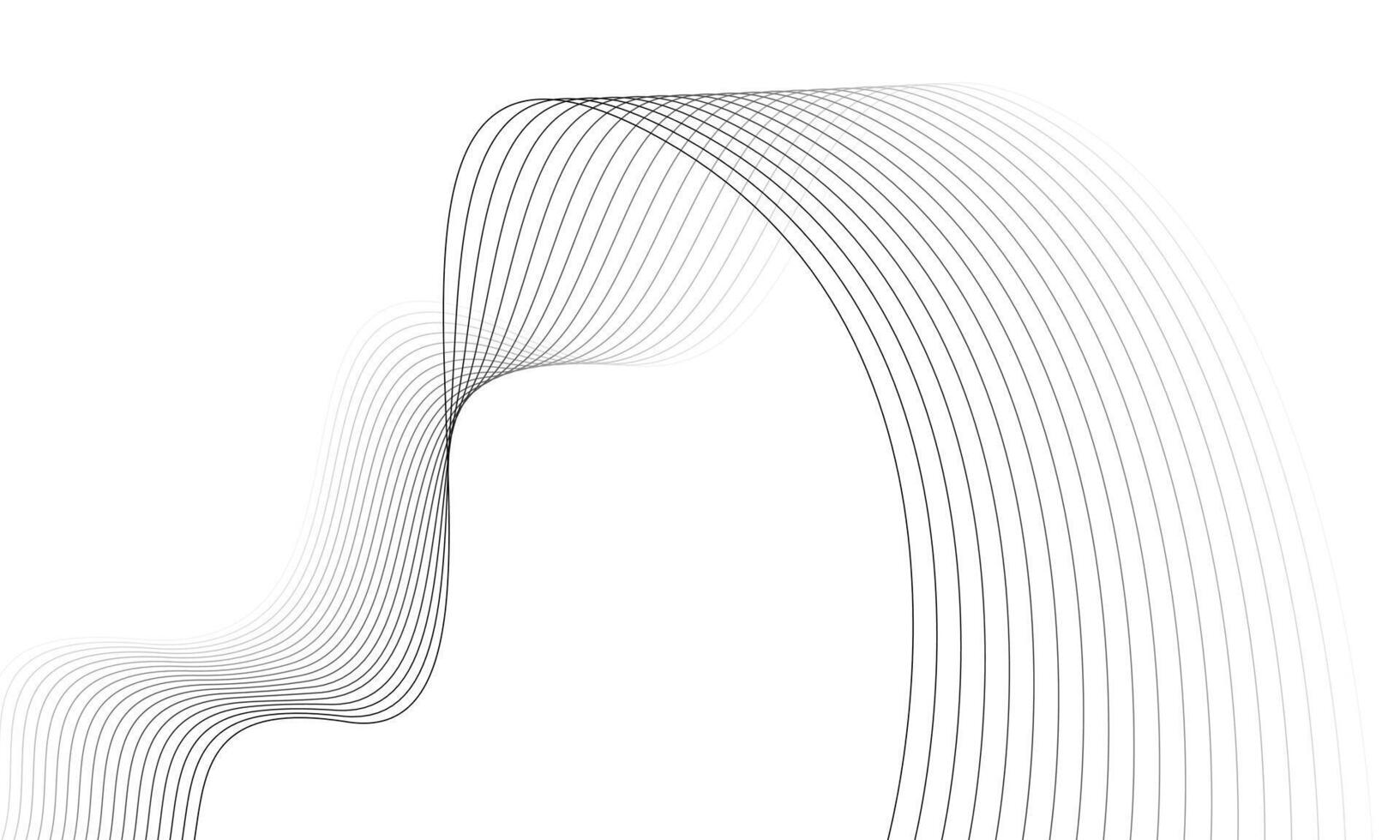 Curve Line Background. Abstract Black Flow Lines on White vector