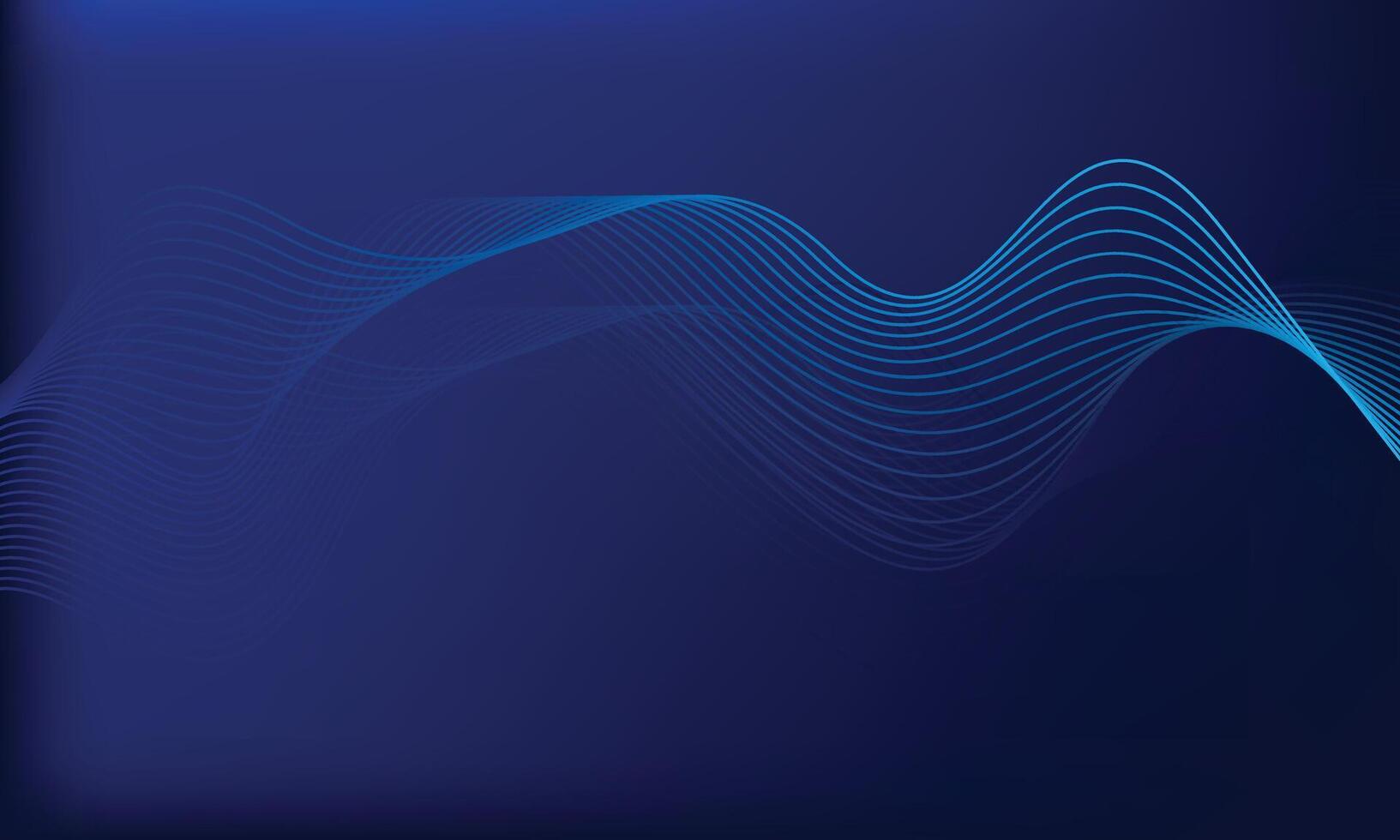 Abstract Blue Wave Background with Curved Lines on Dark Gradient vector