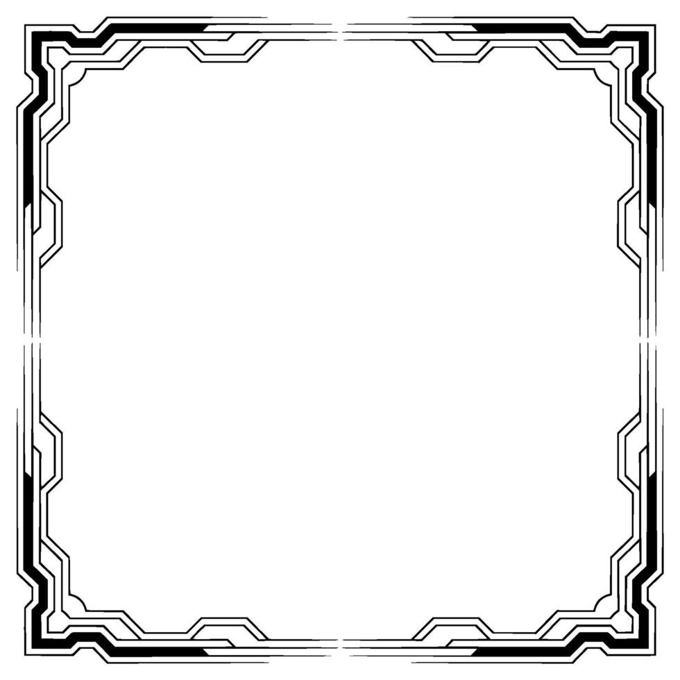 Futuristic Geometric Frame Black White Border for Elements vector