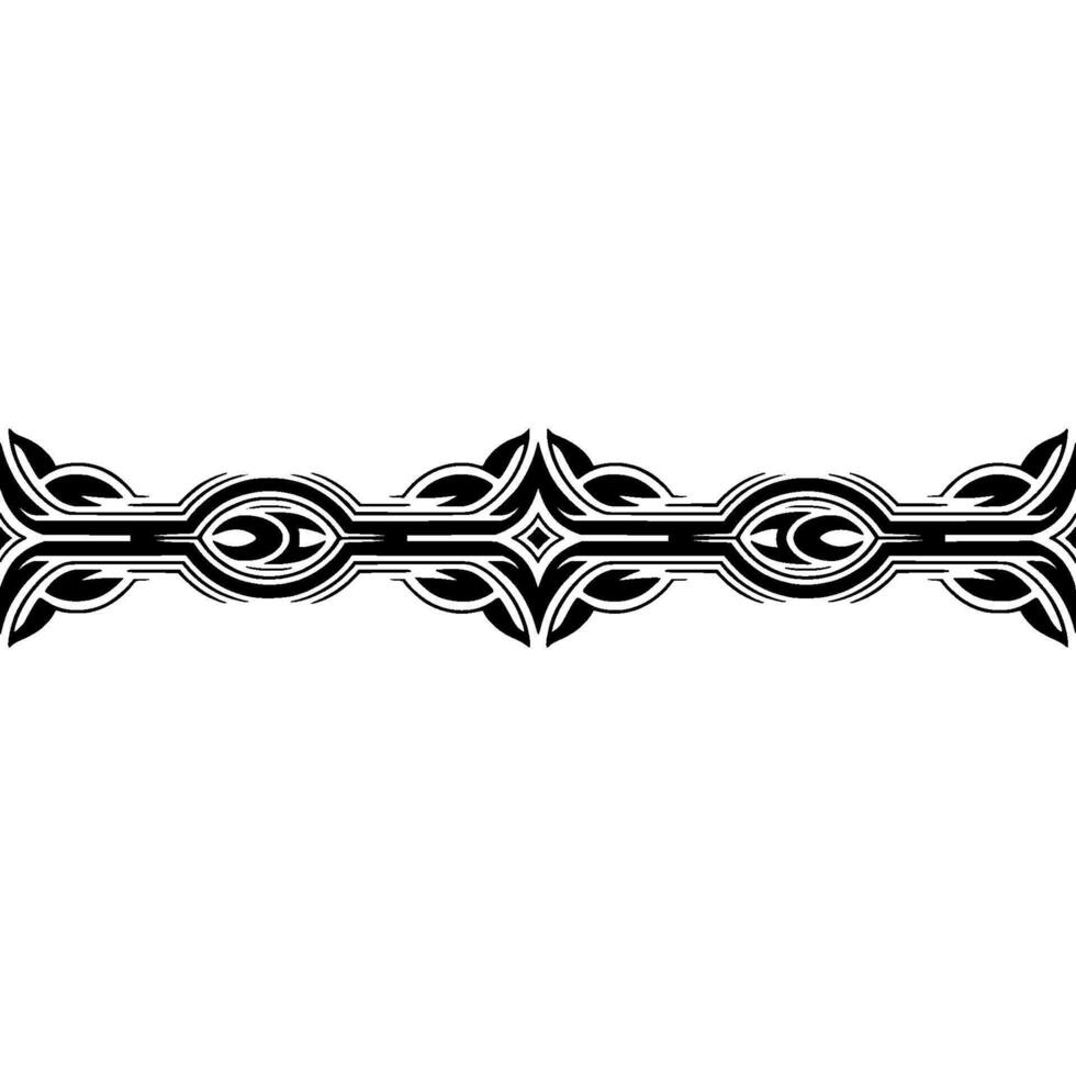 Elegant Black Tribal Ornament Border on White, vector
