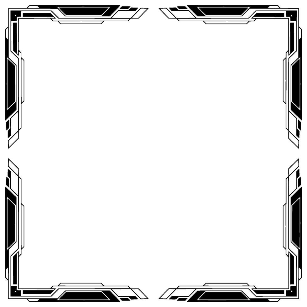 Art Deco Frame Border With Geometric, Black and White vector