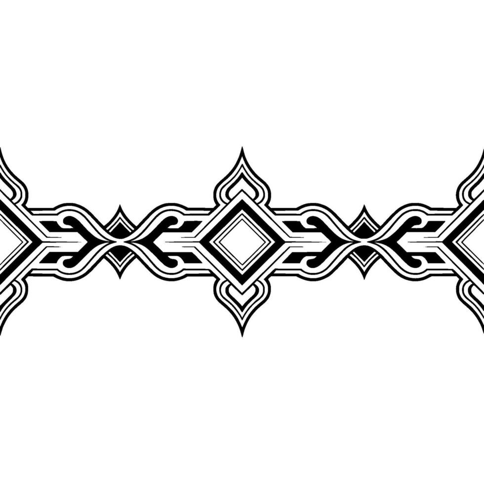 Elegant Ornamental Geometric Border Black White vector