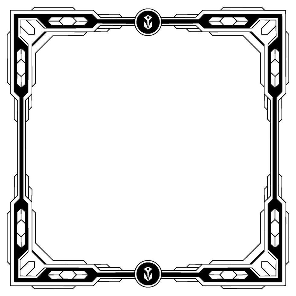 Art Deco Frame Template, Black and White Geometric Border, Invitation vector