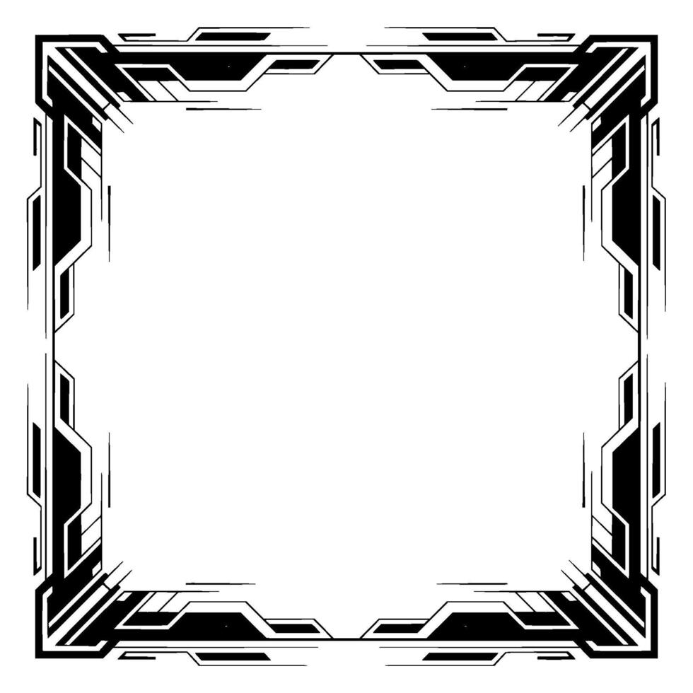 Futuristic Tech Frame, Minimalist Black White Border, Digital Graphics vector