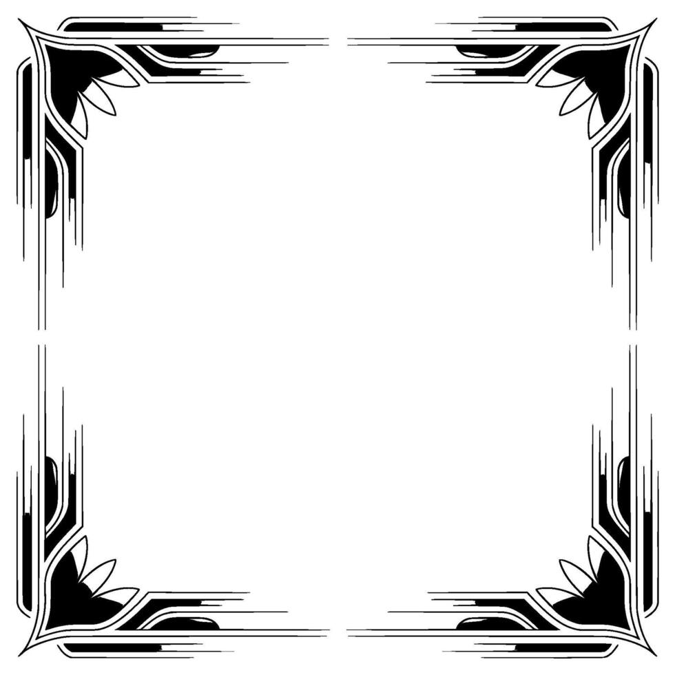 Art Deco Floral Frame in Black and White, Empty Space vector