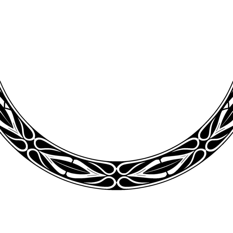 Elegant Curved Black Floral Ornament on White Background vector