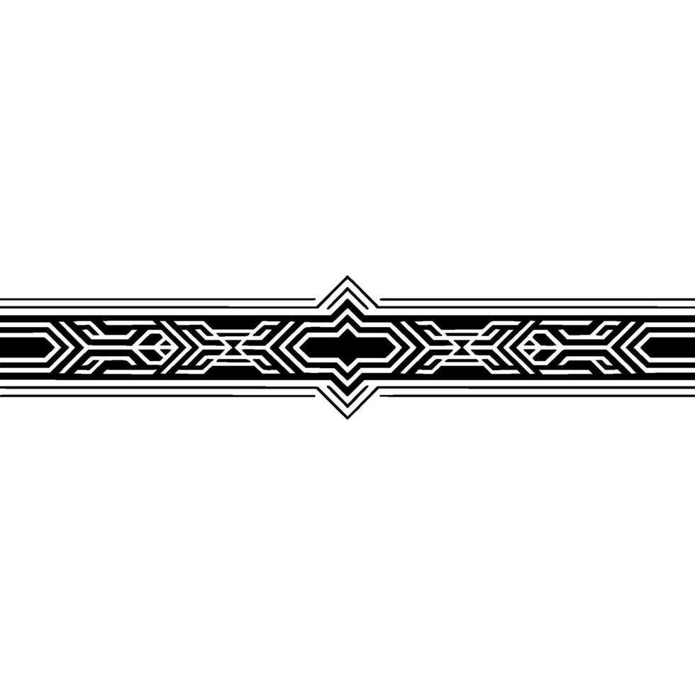 Minimalist Geometric Ornament Black and White Border, vector