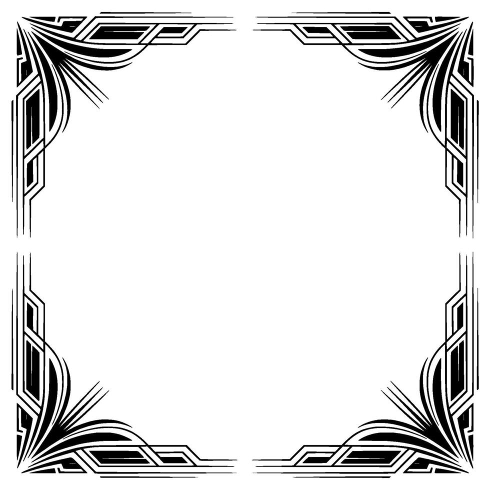 Art Deco Frame With Decorative Corner Elements in Black and White vector