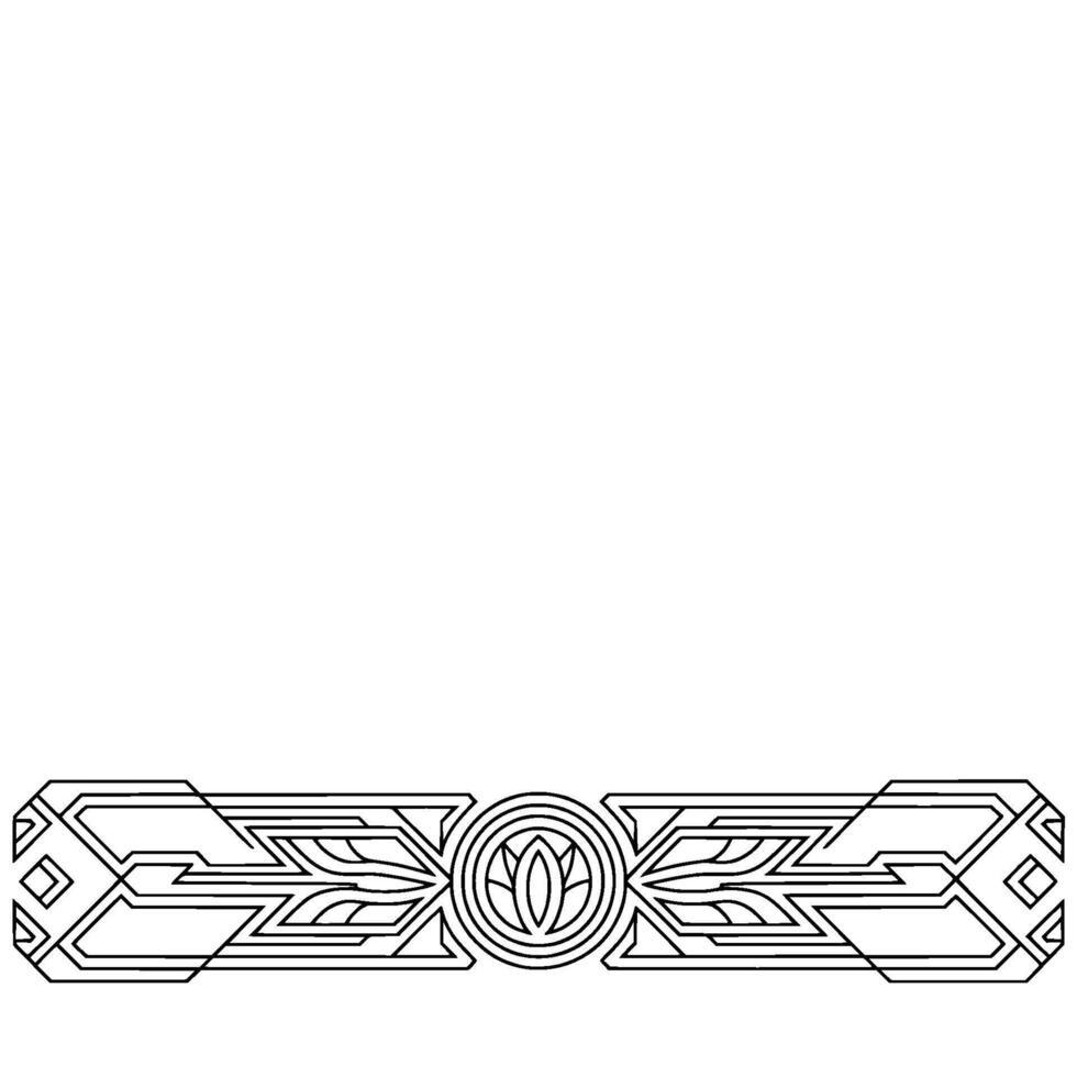 Art Deco Border Element, Geometric Floral, Black and White vector