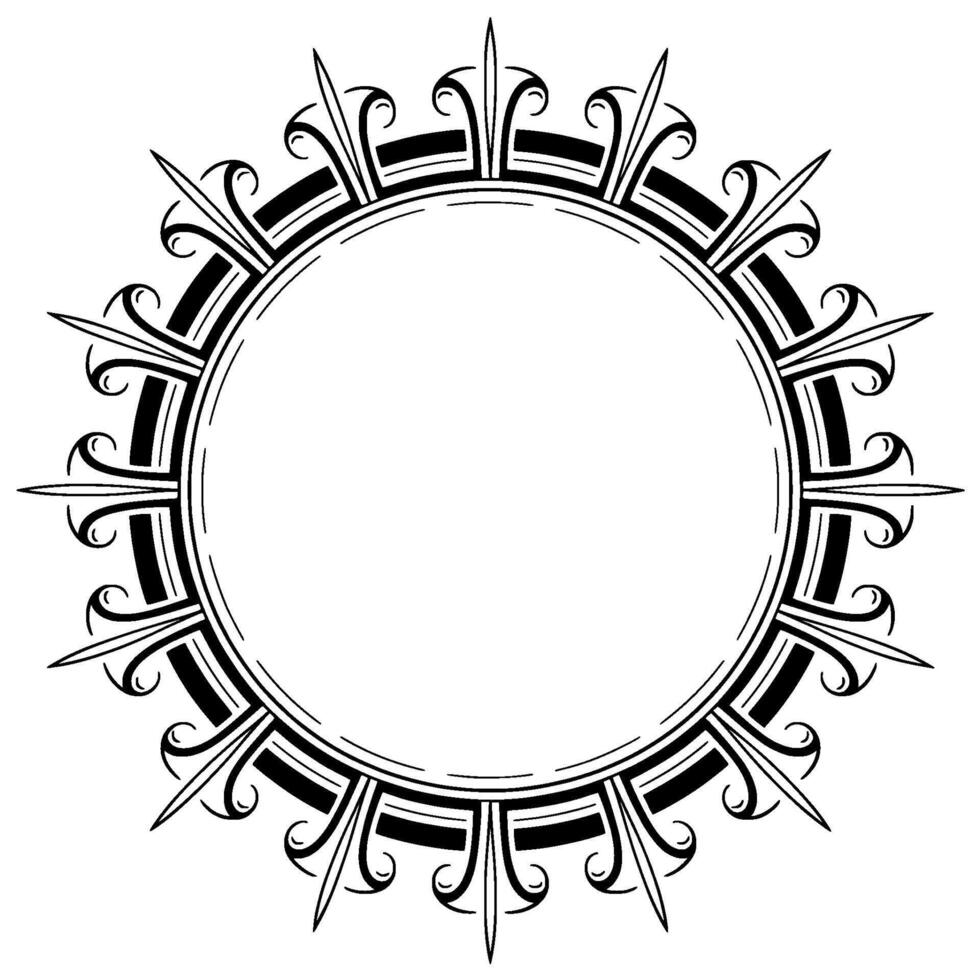 Elegant Black and White Decorative Circle Frame With Fleurdelis Elements vector