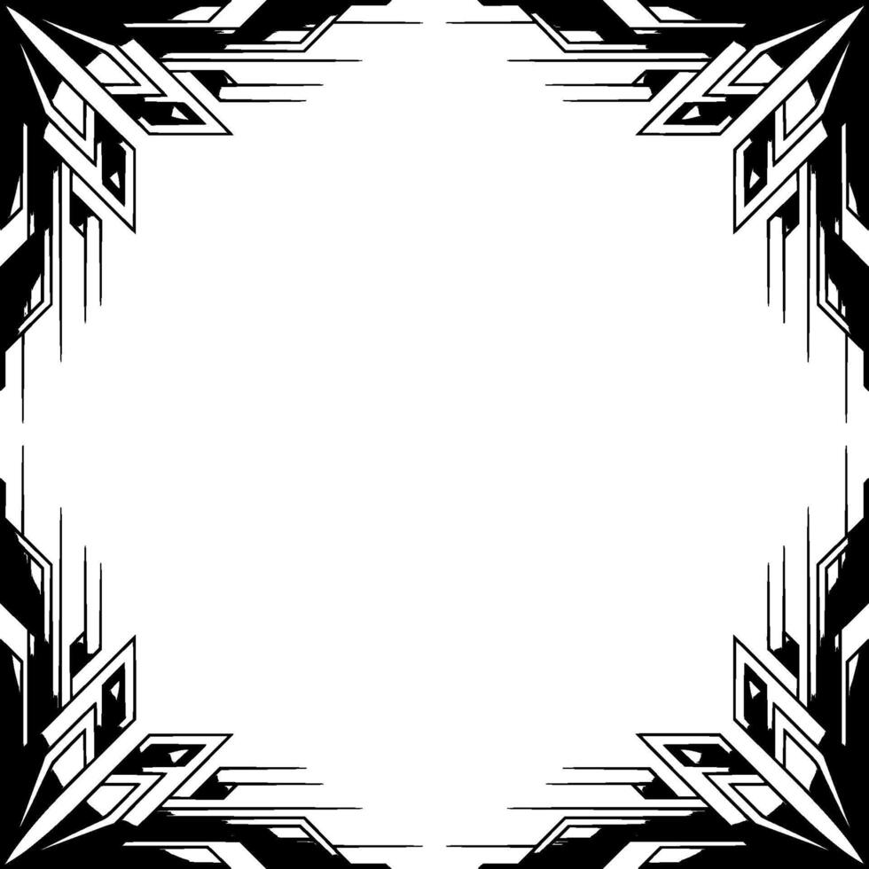 Art Deco Corner Frame Geometric Silver Black on White Background vector
