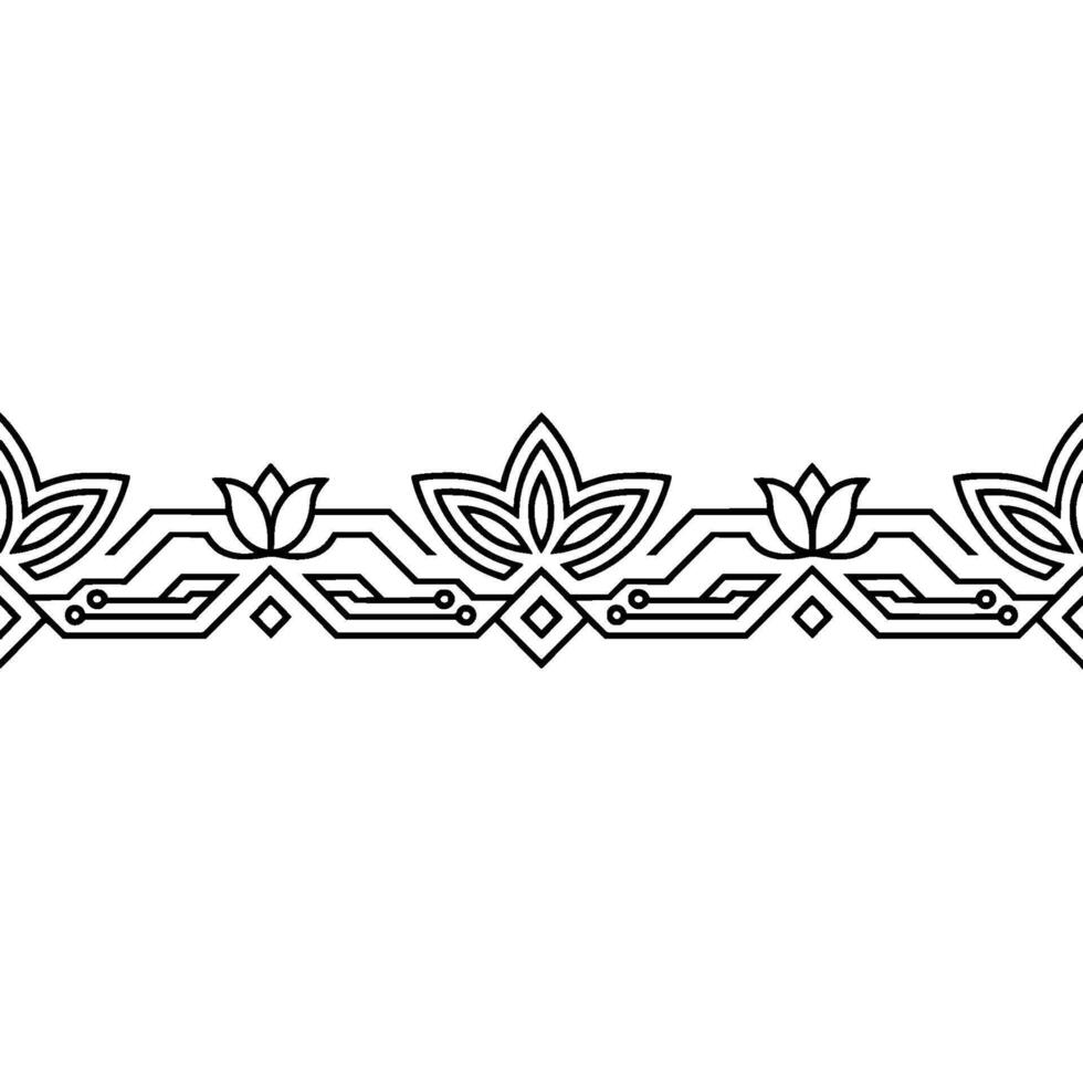 Geometric Floral Border Techinspired Line Art vector