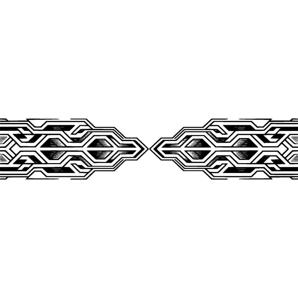 Abstract Circuitry Border in Black and White vector